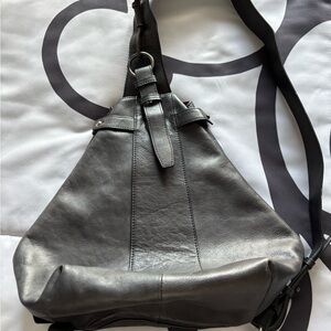 Black Leather Sling Bag